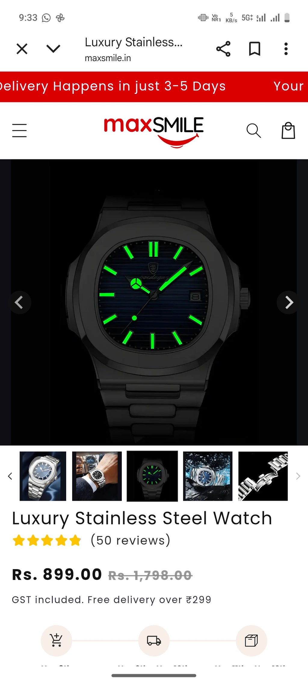 Luxury Stainless Steel Watch